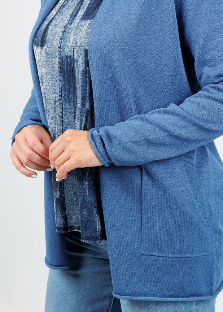 BK Libby Long Pocket Cardigan in Colony Blue available at Barbara Katz