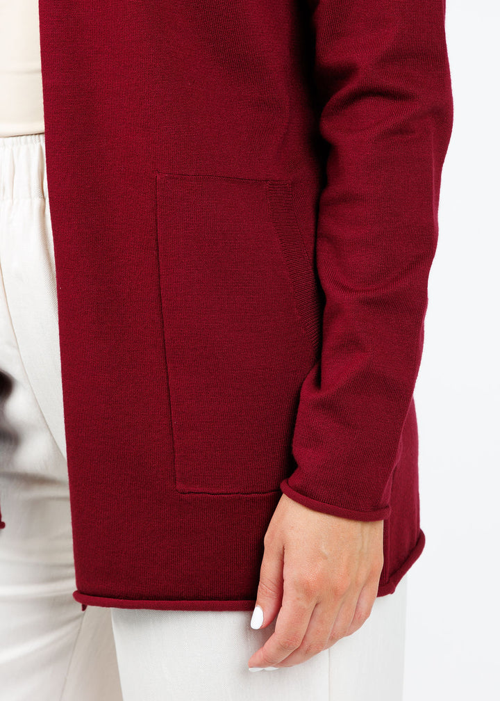 BK Libby Long Pocket Cardigan in Dark Cherry available at Barbara Katz
