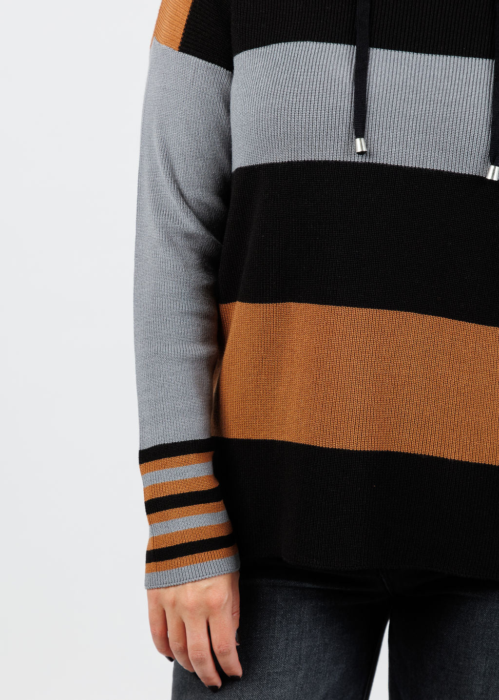 BK Lori Funnel Sweater in Black/Multi available at Barbara Katz