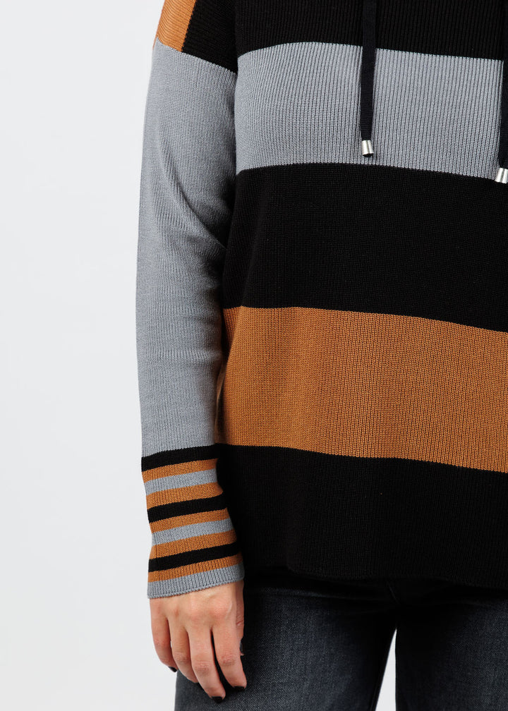 BK Lori Funnel Sweater in Black/Multi available at Barbara Katz