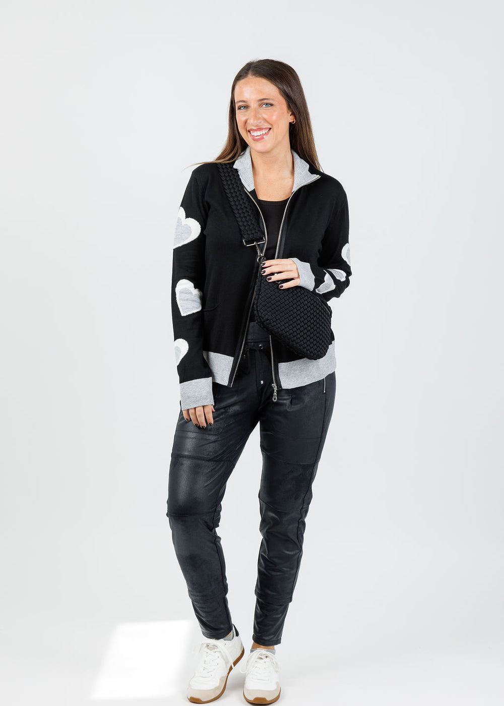 BK Mabel Heart Sleeve Hoodie in Black Multi available at Barbara Katz