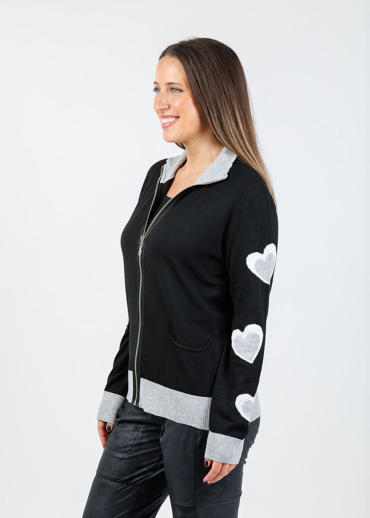 BK Mabel Heart Sleeve Hoodie in Black Multi available at Barbara Katz