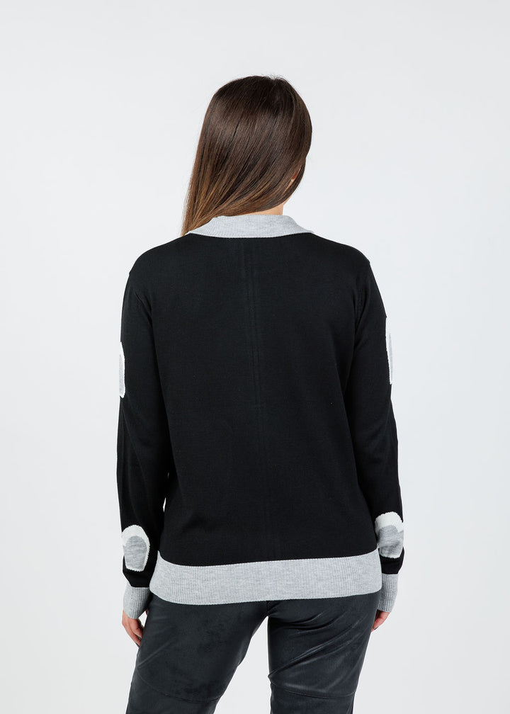 BK Mabel Heart Sleeve Hoodie in Black Multi available at Barbara Katz