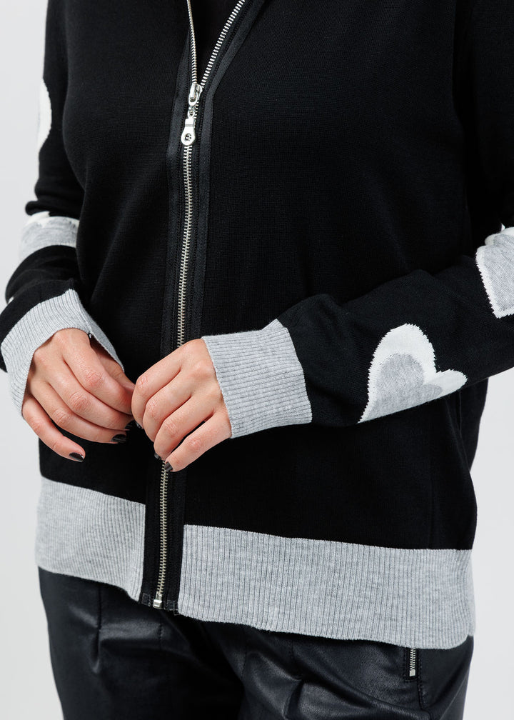 BK Mabel Heart Sleeve Hoodie in Black Multi available at Barbara Katz