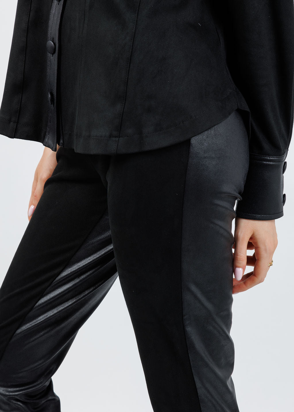 BK Madison Suede Pants in Black available at Barbara Katz