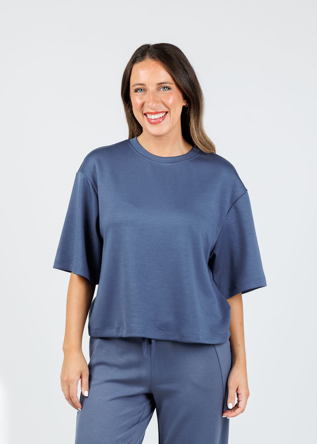 BK Magie Wide Sleeve Sweatshirt in Dusty Navy available at Barbara Katz