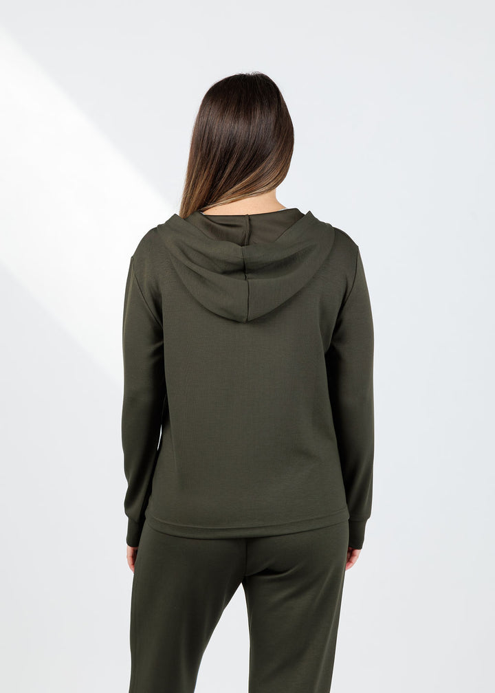 BK Milika Zip Hoodie in Army available at Barbara Katz