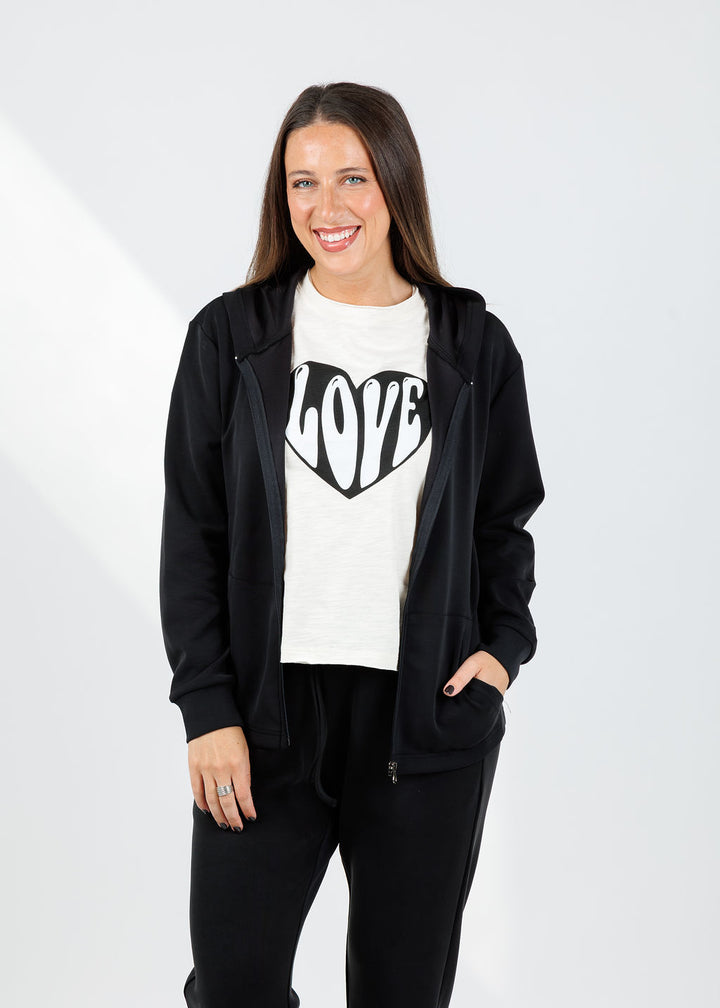 BK Milika Zip Hoodie in Black available at Barbara Katz