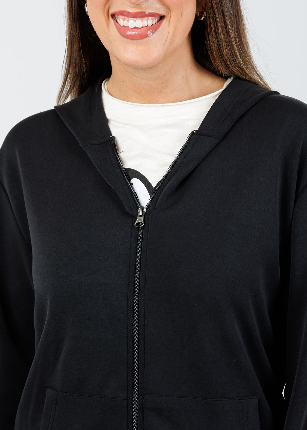 BK Milika Zip Hoodie in Black available at Barbara Katz