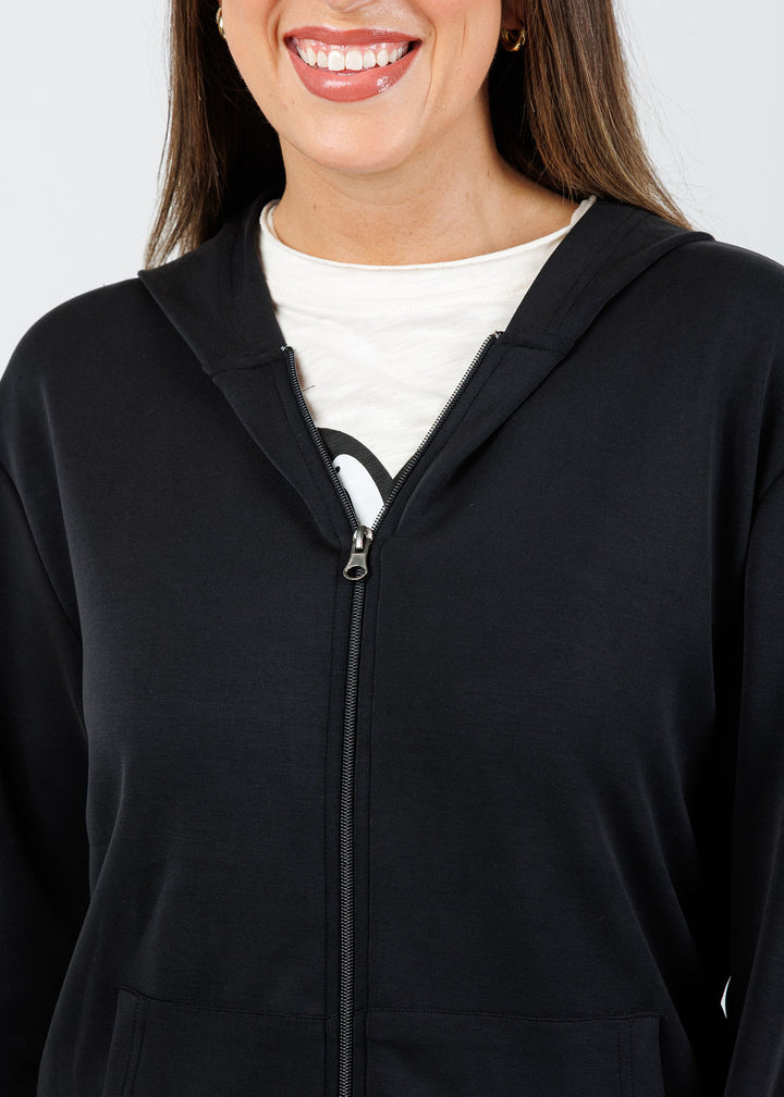 BK Milika Zip Hoodie in Black available at Barbara Katz