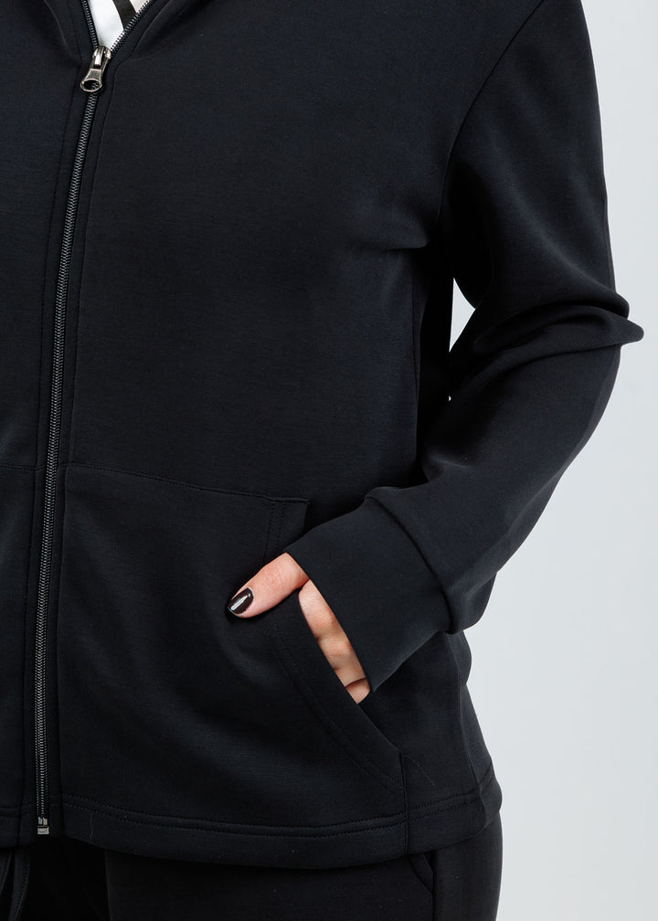 BK Milika Zip Hoodie in Black available at Barbara Katz