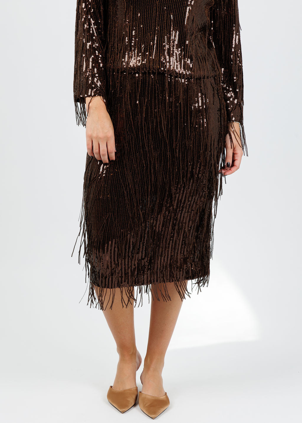 BK Morgan Sequin Skirt in Brown available at Barbara Katz