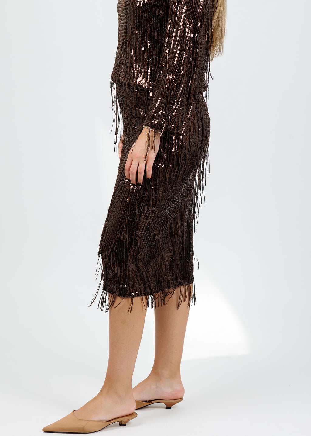 BK Morgan Sequin Skirt in Brown available at Barbara Katz