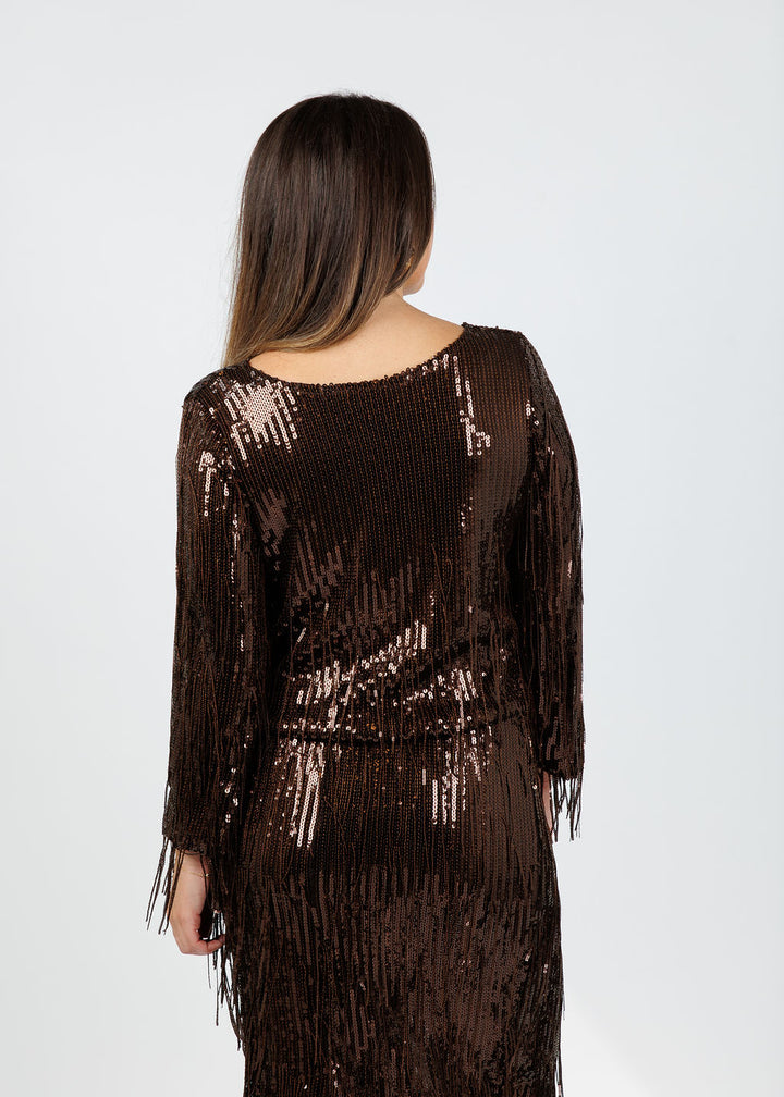 BK Morgan Sequin Top in Brown available at Barbara Katz