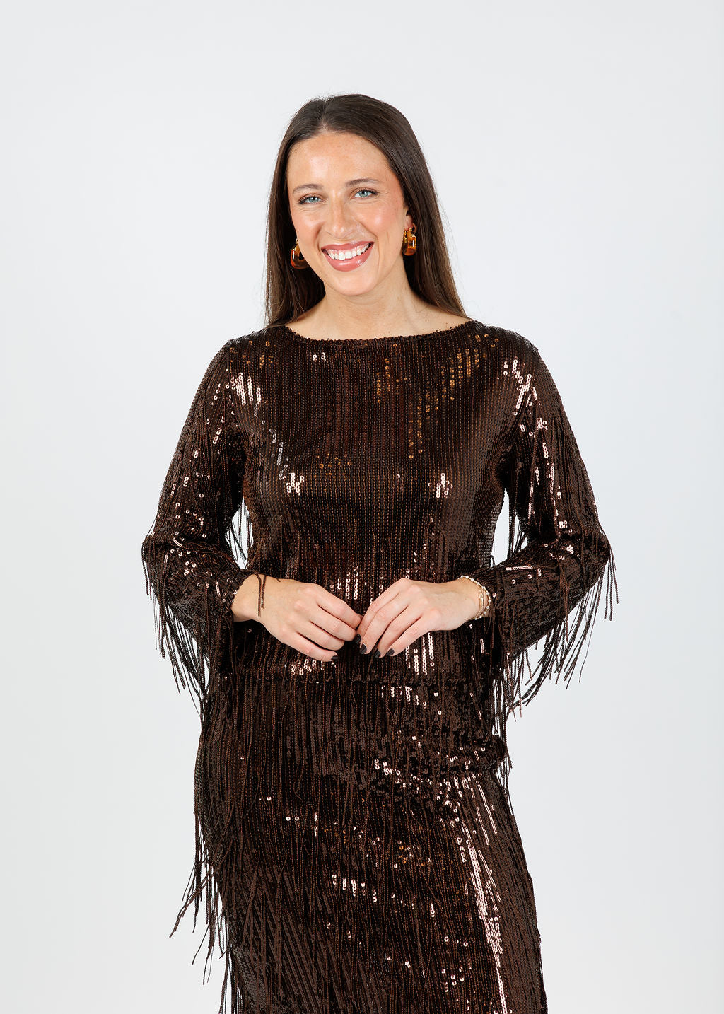 BK Morgan Sequin Top in Brown available at Barbara Katz