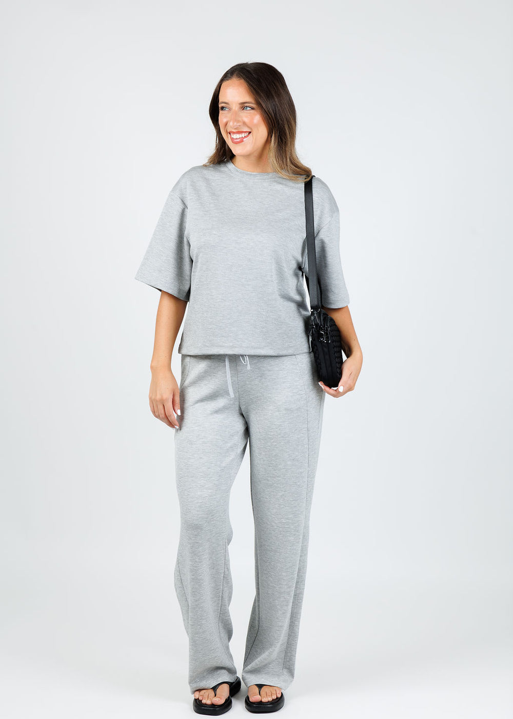BK Magie Wide Sleeve Sweatshirt in Heather Grey paired with matching Roci Sweatpants available at Barbara Katz
