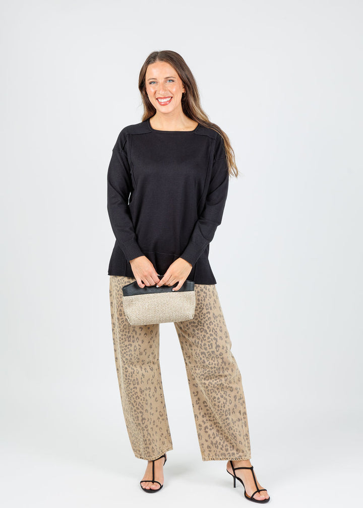 BK Stacy Square Neck Sweater in Black available at Barbara Katz