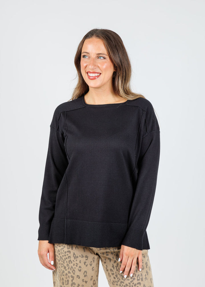BK Stacy Square Neck Sweater in Black available at Barbara Katz
