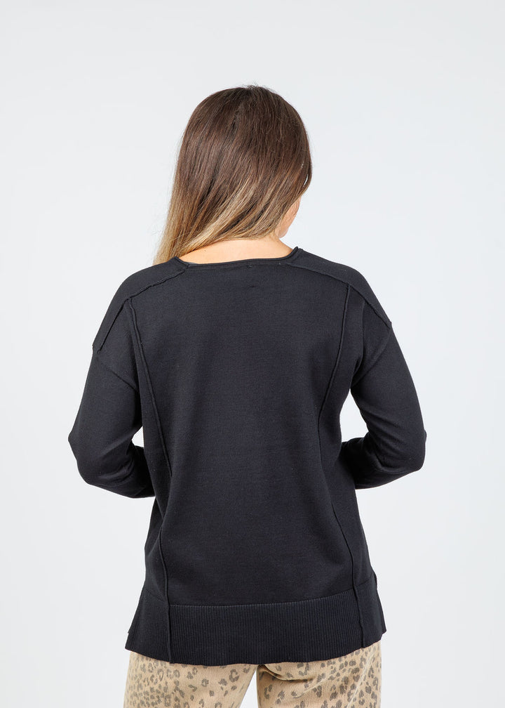 BK Stacy Square Neck Sweater in Black available at Barbara Katz