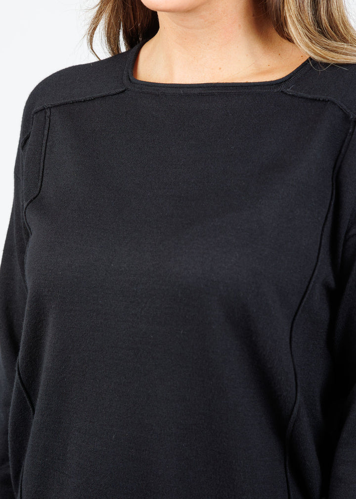 BK Stacy Square Neck Sweater in Black available at Barbara Katz