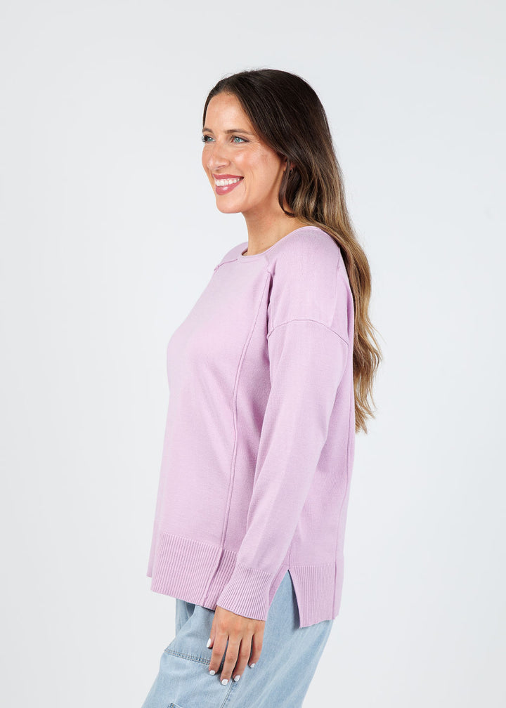 BK Stacy Square Neck Sweater in Lilac available at Barbara Katz