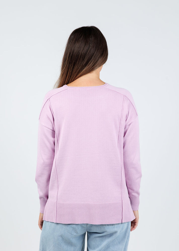 BK Stacy Square Neck Sweater in Lilac available at Barbara Katz