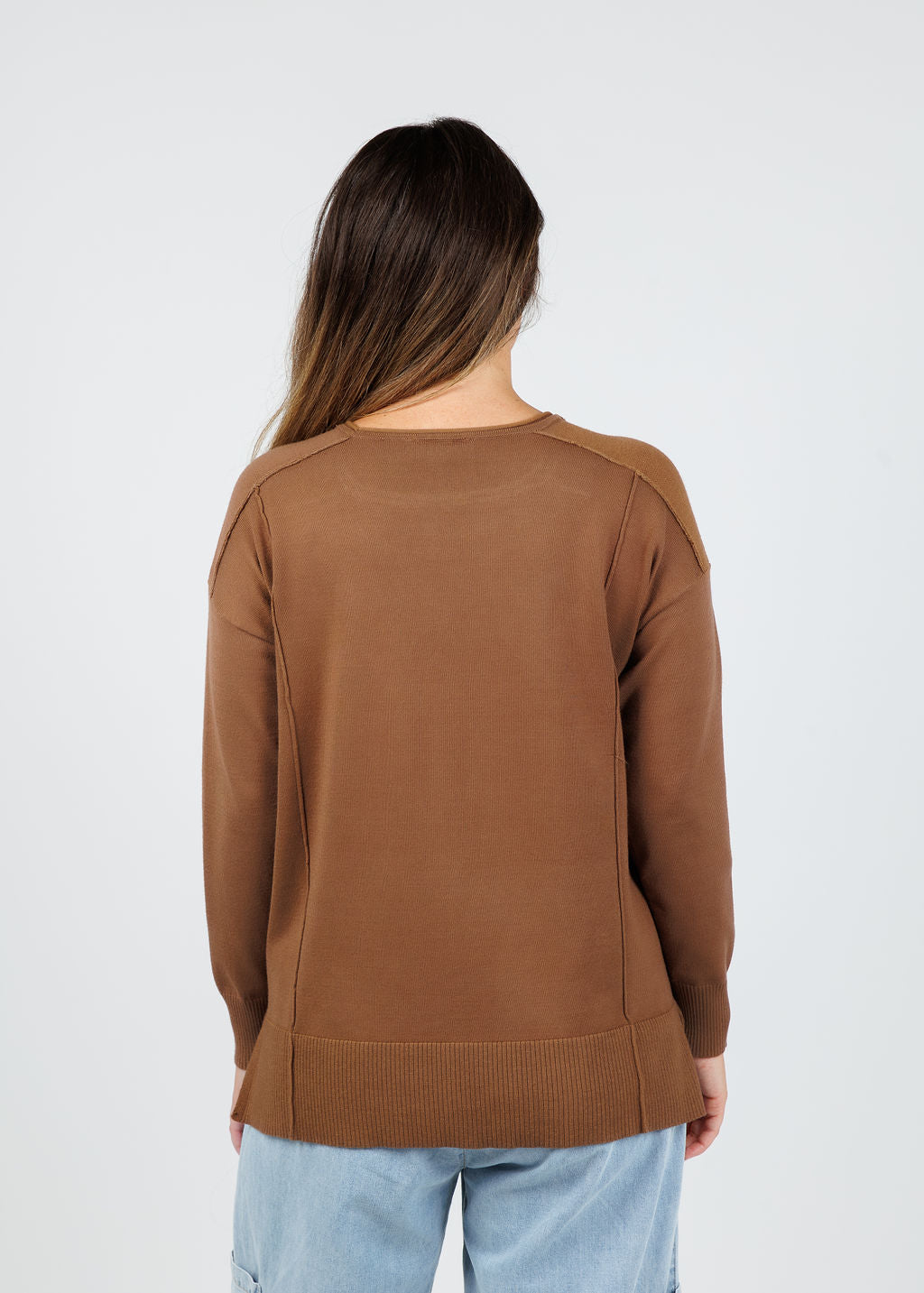 BK Stacy Square Neck Sweater in Wood available at Barbara Katz