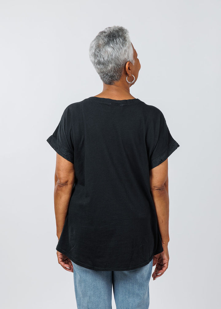 BK Eyelet Top in Black available at Barbara Katz