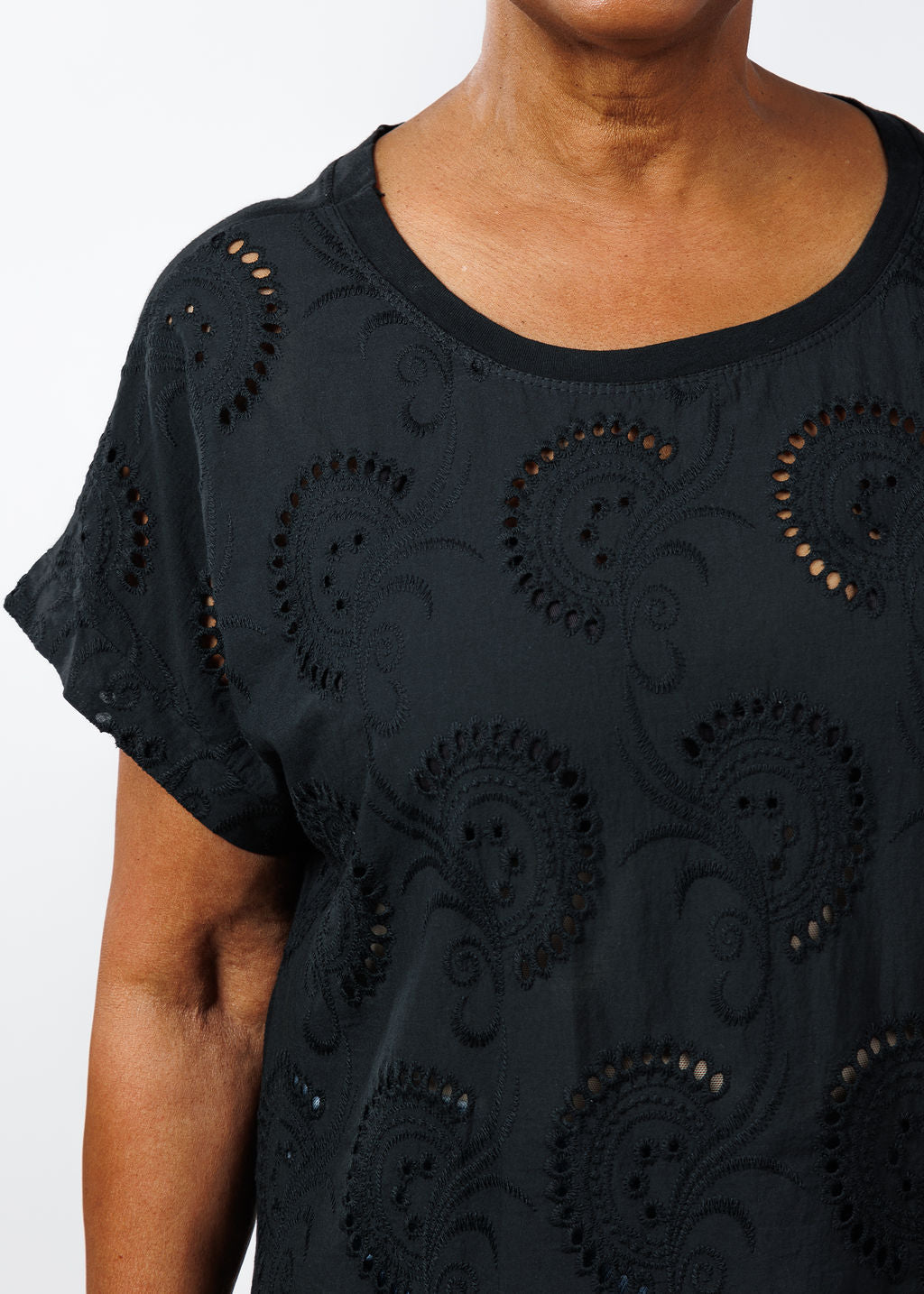BK Eyelet Top in Black available at Barbara Katz