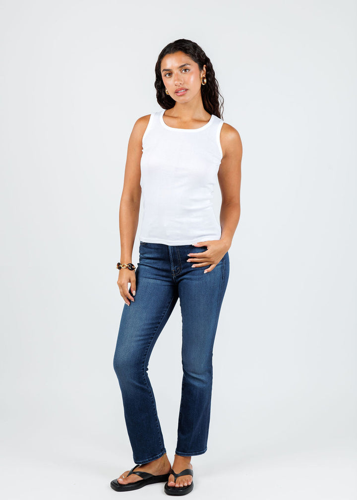 Goldie Cotton Variegated Rib Tank in White available at Barbara Katz