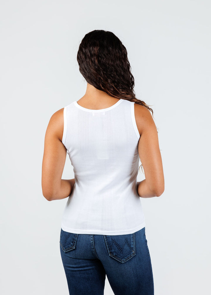 Goldie Cotton Variegated Rib Tank in White available at Barbara Katz
