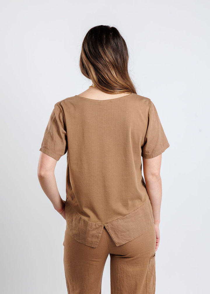 BK Linen Pocket Top in Hazelnut available at Barbara Katz