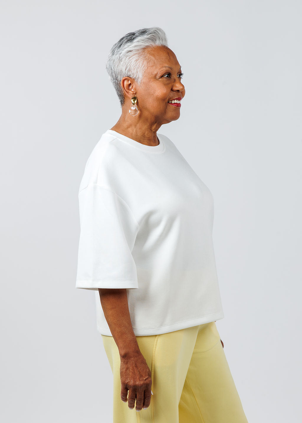 BK Magie Wide Sleeve Sweatshirt in White available at Barbara Katz