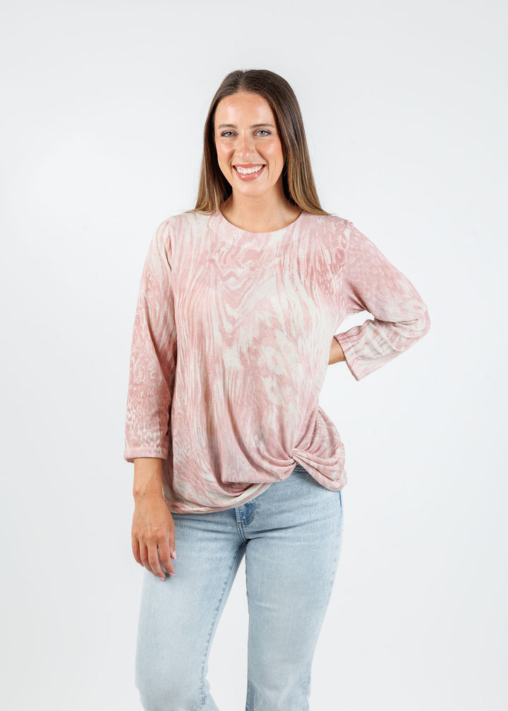 BK Lexi Twist Mixed Animal Top in Quartz Fossil available at Barbara Katz