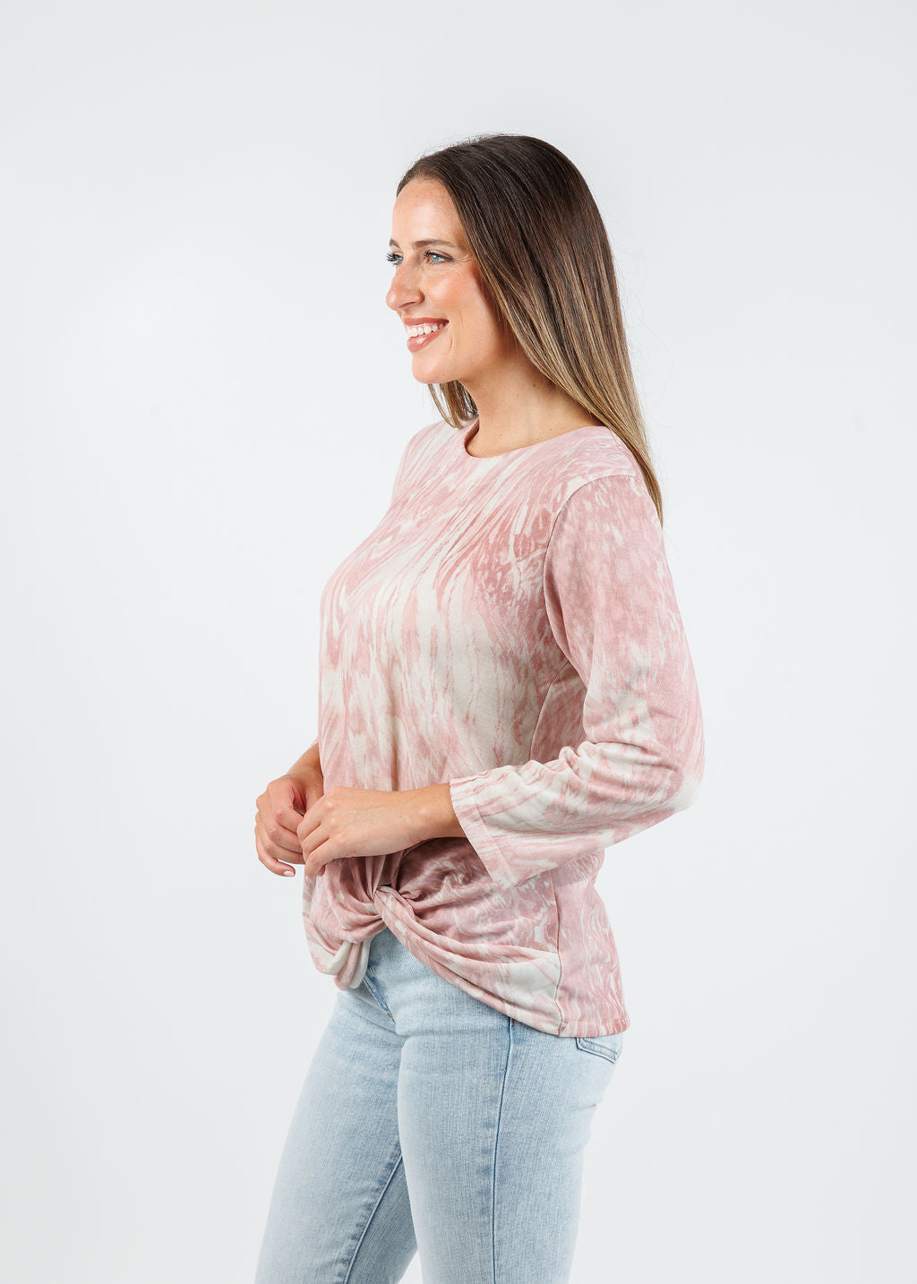 BK Lexi Twist Mixed Animal Top in Quartz Fossil available at Barbara Katz