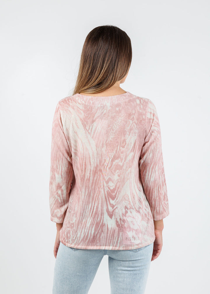 BK Lexi Twist Mixed Animal Top in Quartz Fossil available at Barbara Katz
