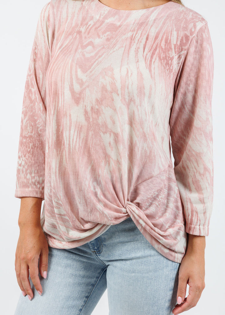 BK Lexi Twist Mixed Animal Top in Quartz Fossil available at Barbara Katz