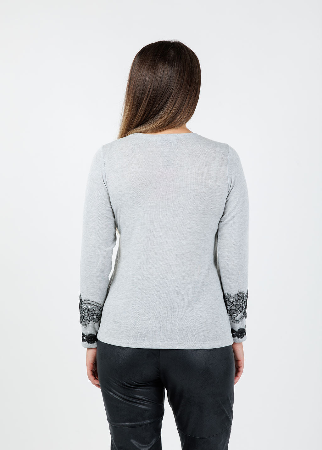 Bariloche Arcobriga Lace Detail Top in Light Grey available at Barbara Katz
