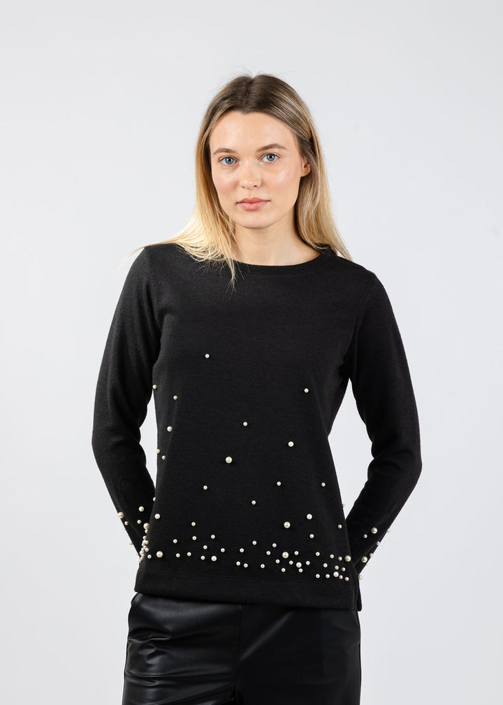 Bariloche Capis Pearl Detail Top in Black available at Barbara Katz