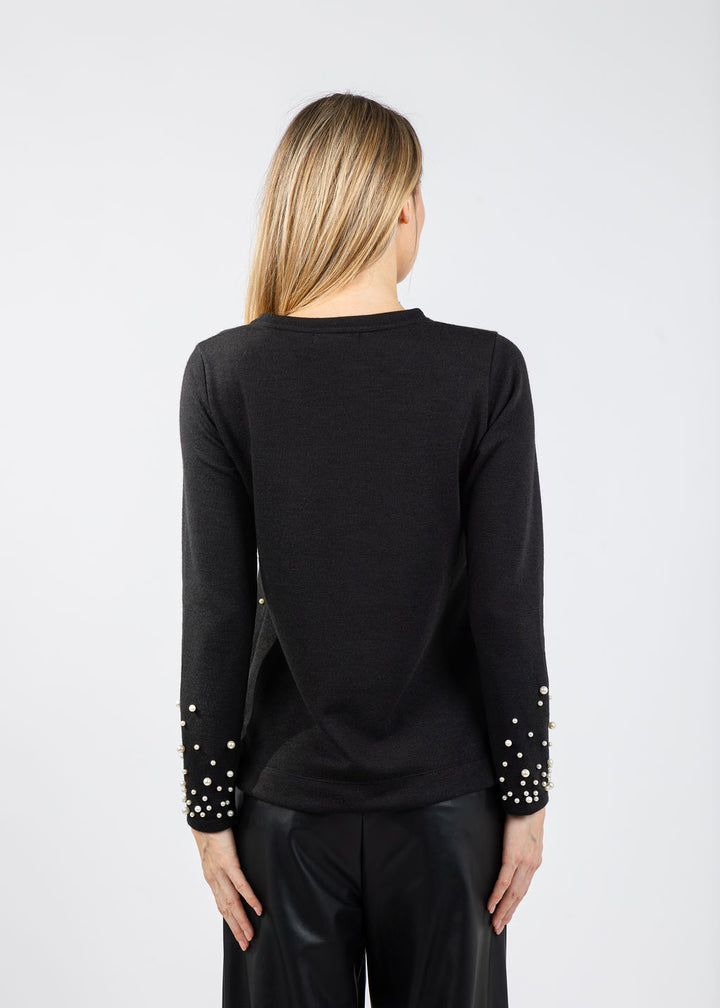 Bariloche Capis Pearl Detail Top in Black available at Barbara Katz