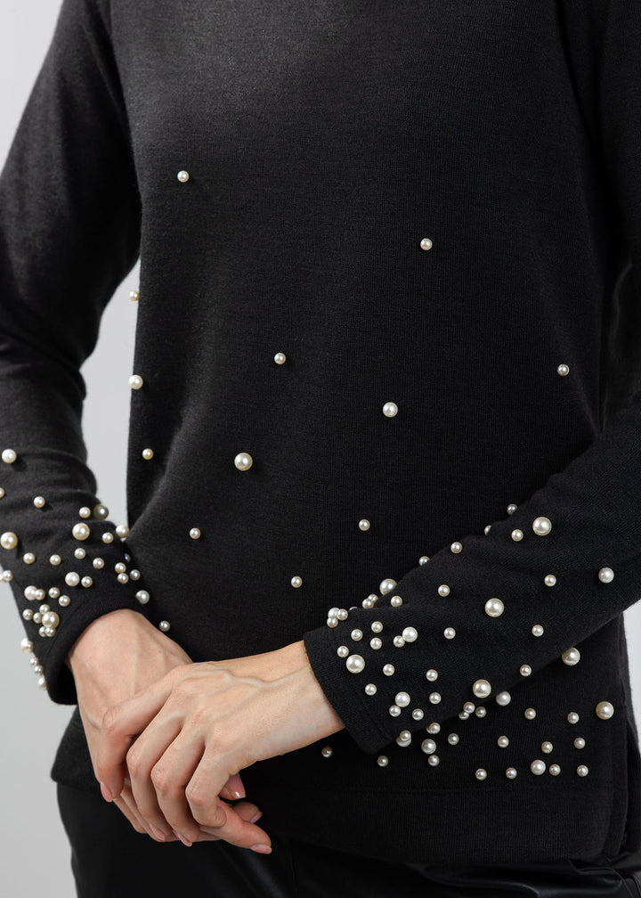 Bariloche Capis Pearl Detail Top in Black available at Barbara Katz
