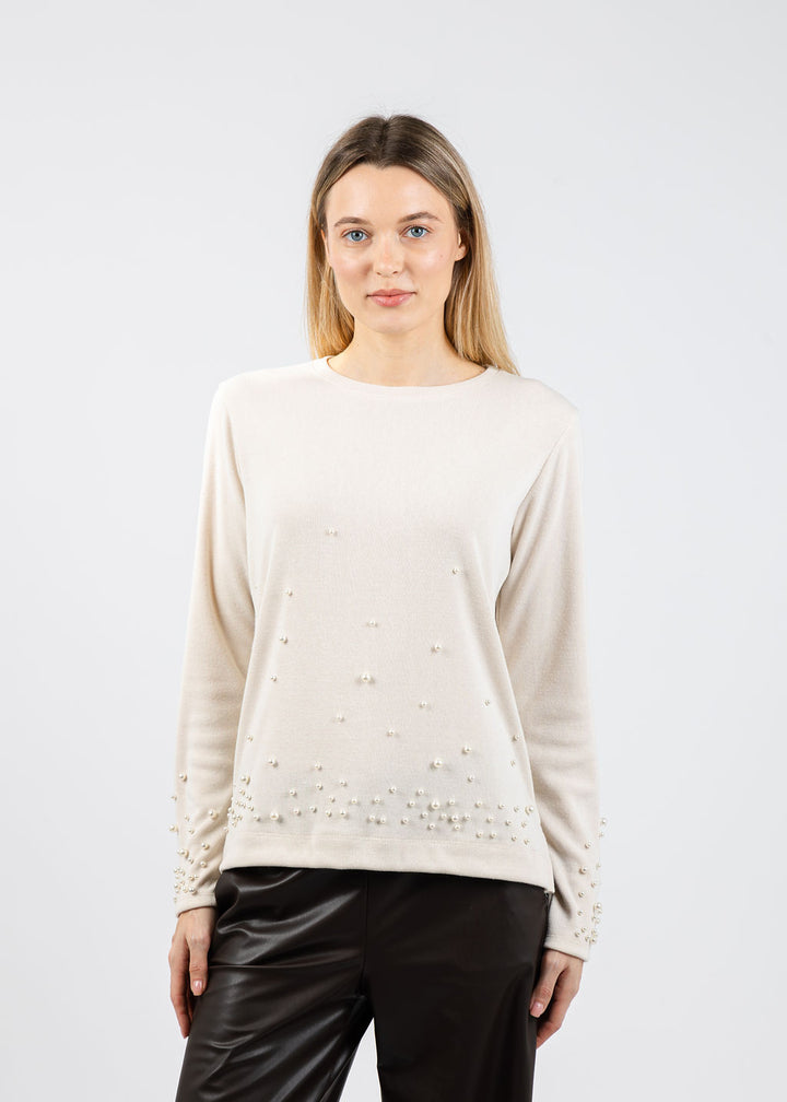Bariloche Capis Pearl Detail Top in Off White available at Barbara Katz