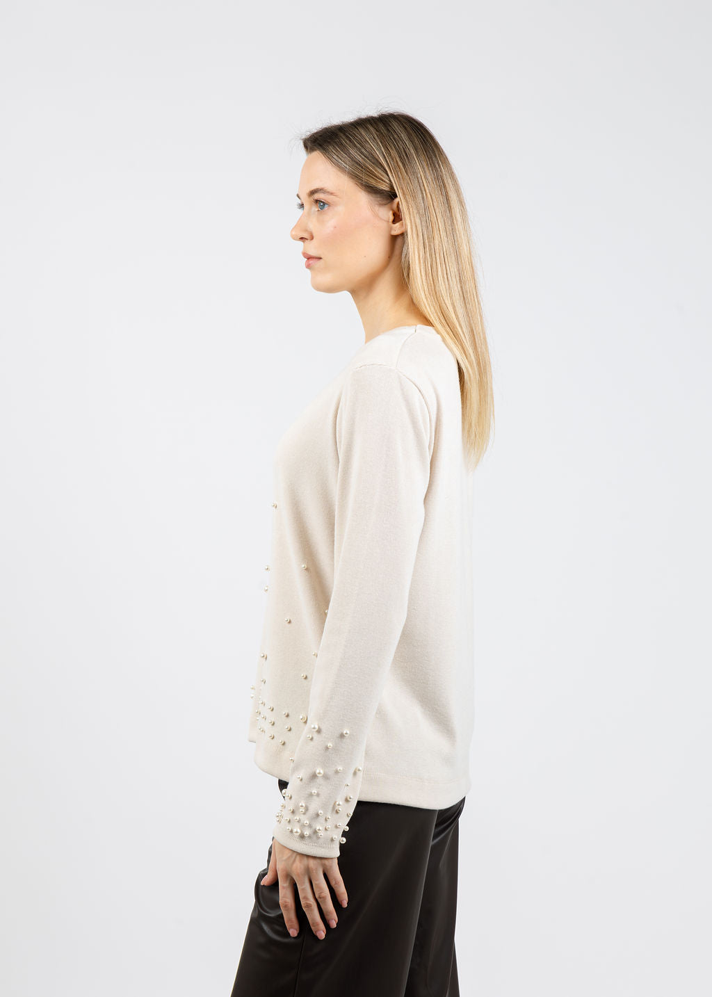 Bariloche Capis Pearl Detail Top in Off White available at Barbara Katz