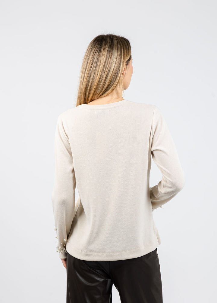 Bariloche Capis Pearl Detail Top in Off White available at Barbara Katz