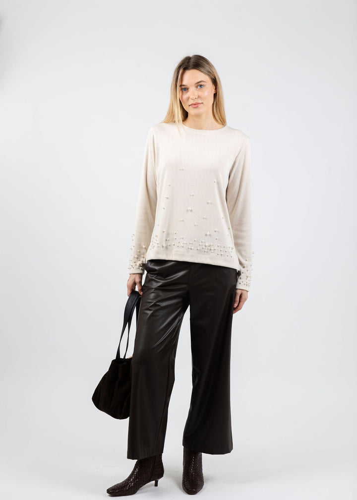 Bariloche Capis Pearl Detail Top in Off White available at Barbara Katz