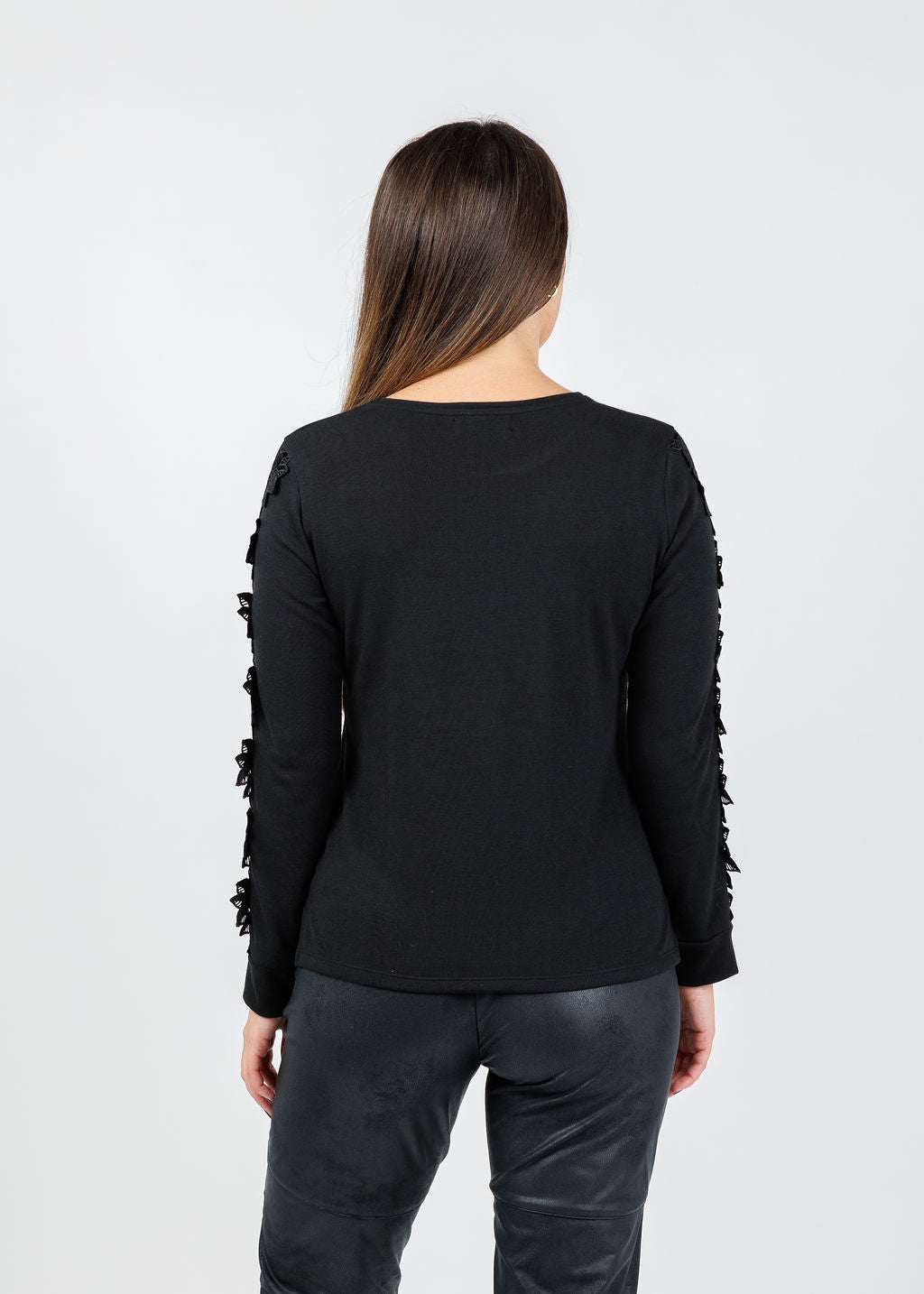 Bariloche Fiala Lace Sleeve Top in Black available at Barbara Katz