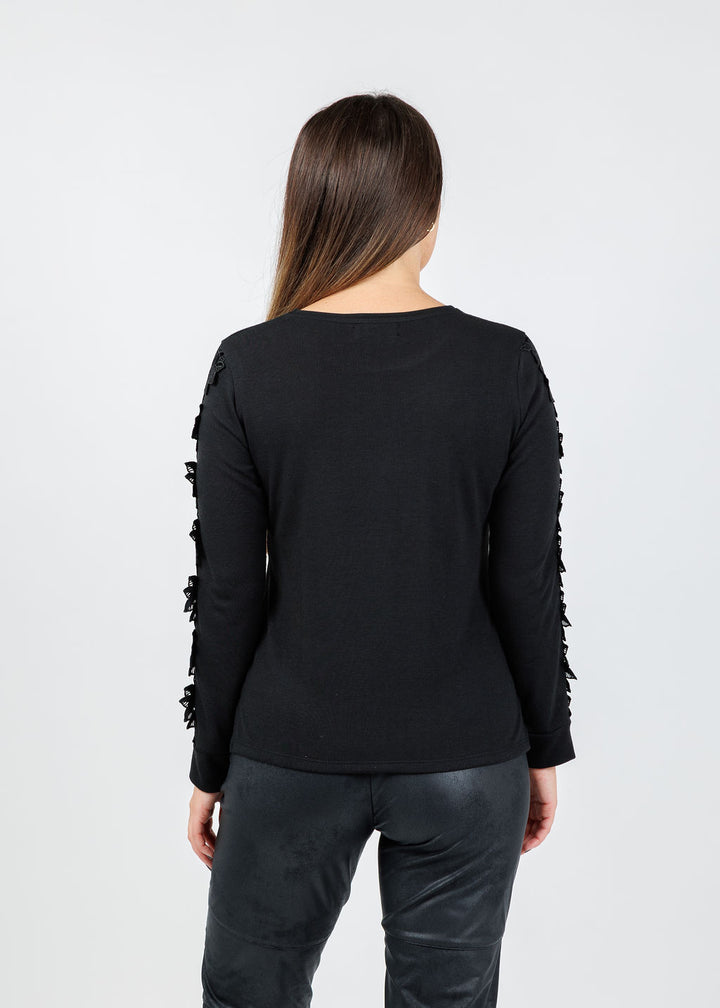 Bariloche Fiala Lace Sleeve Top in Black available at Barbara Katz
