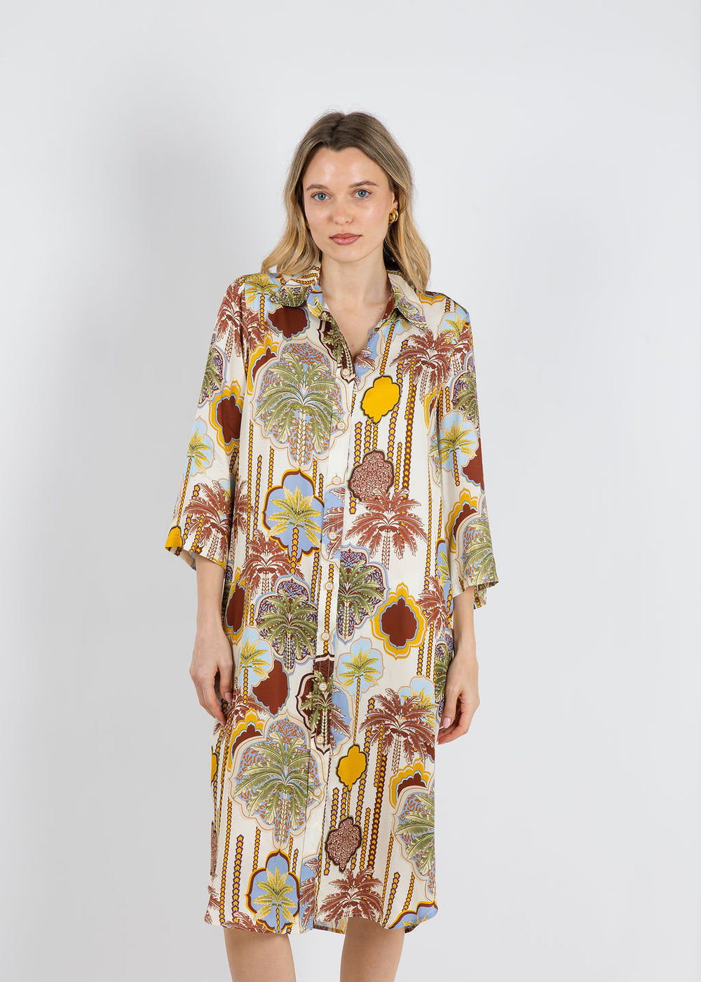 Bariloche Foncea Printed Shirt Dress in Chocolate available at Barbara Katz