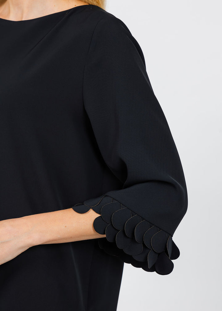 Bariloche Palau Crepe 3/4 Sleeve Top in Black available at Barbara Katz