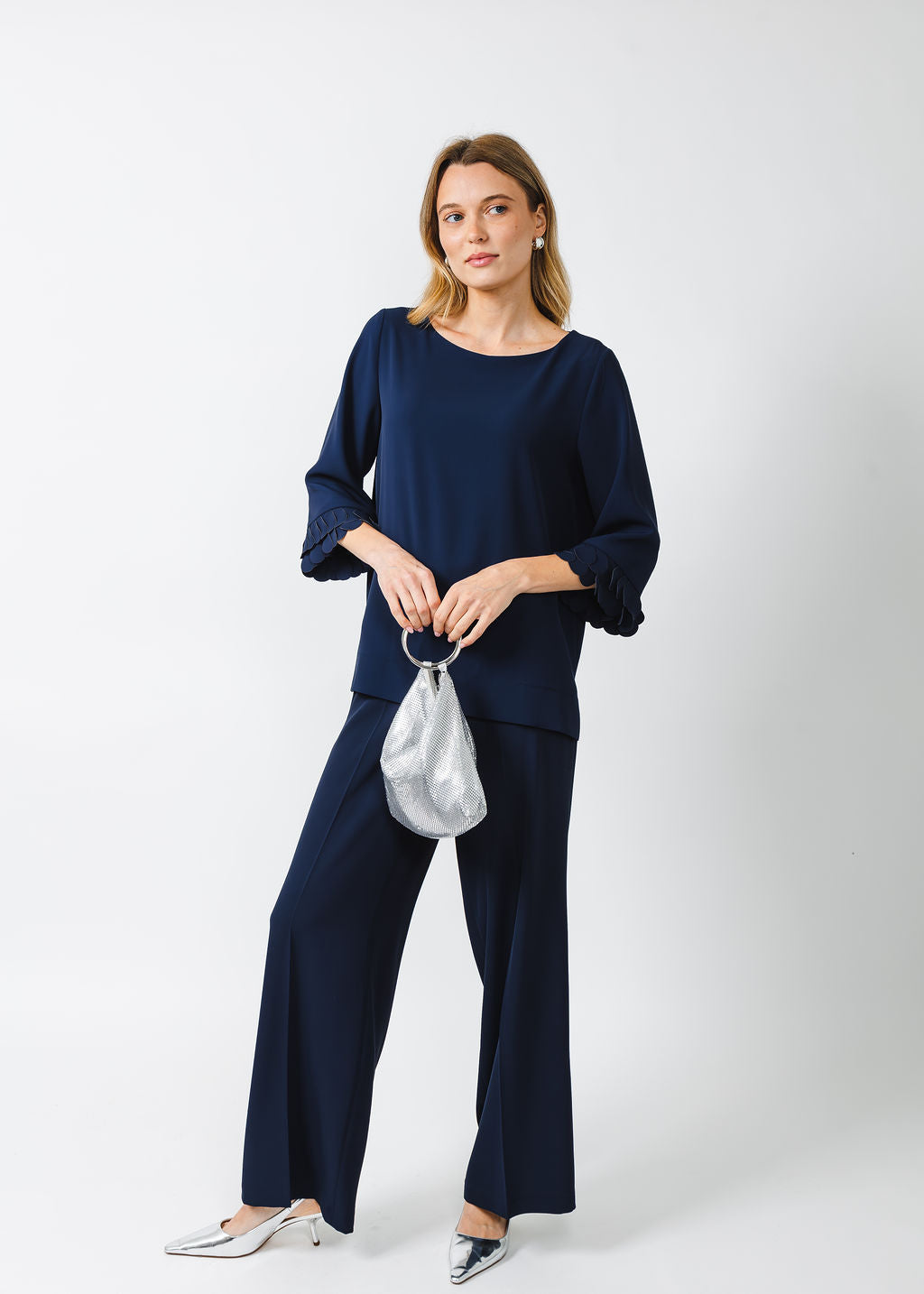 Palau Crepe 3/4 Sleeve Top - Black